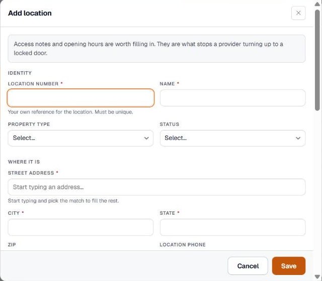 The Add location form in Pebble
