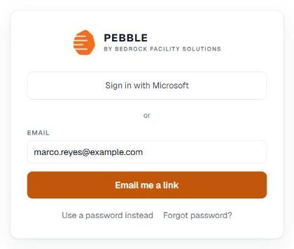 The one-time link option on the Pebble sign-in page